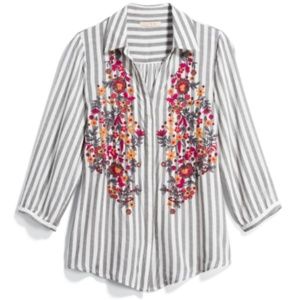 Embroidered button-down top from Skies are Blue